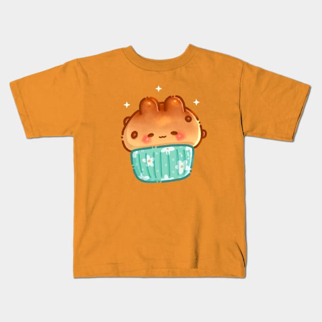 Cute Bunny Cup Bread Kids T-Shirt by Pikusapi